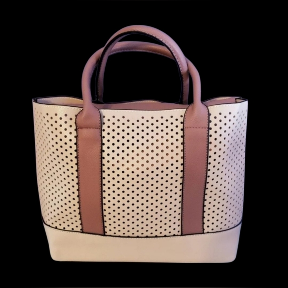 2 Pc - Pink & Mauve Tote Bag with Crossbody Pouch - Picture 1 of 7